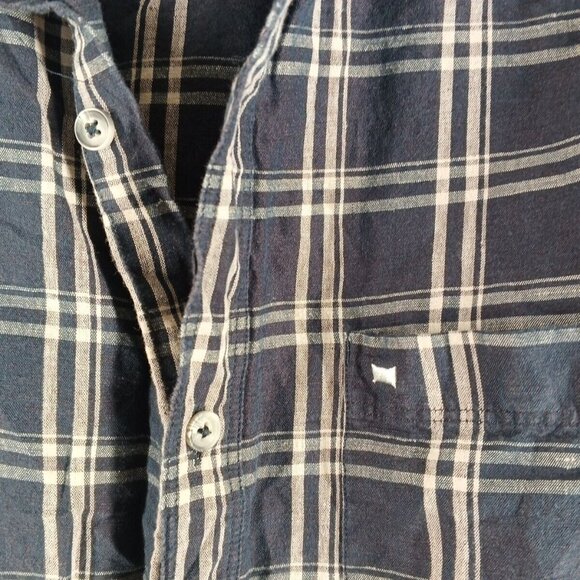 BASICS Men's Plaid Shirt (not flannel) Long Sleeve Navy Blue Size M Slim Fit - Picture 4 of 12